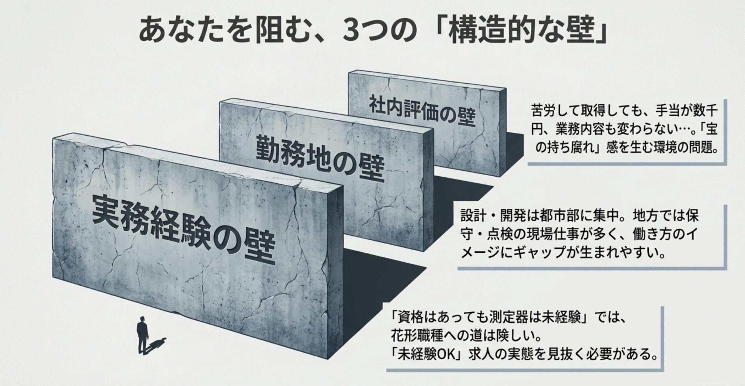 一陸技の就職を阻む3つの構造的な壁（社内評価・勤務地・実務経験）