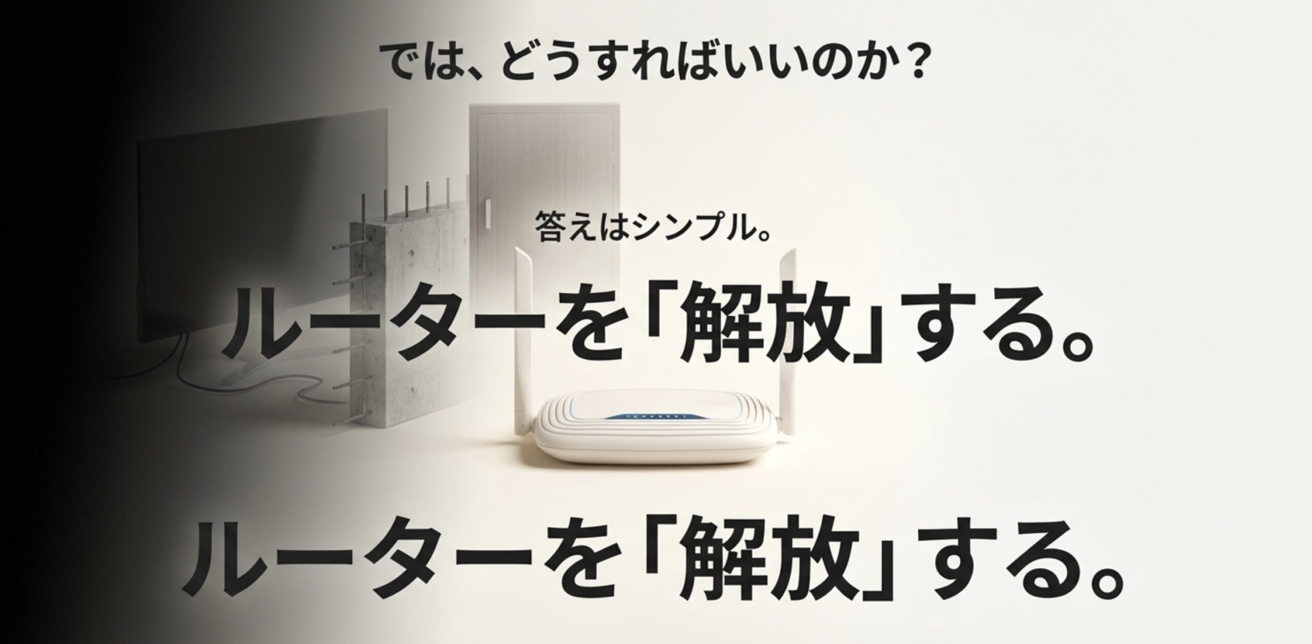 Wi-Fiルーターを障害物から解放するというメッセージ