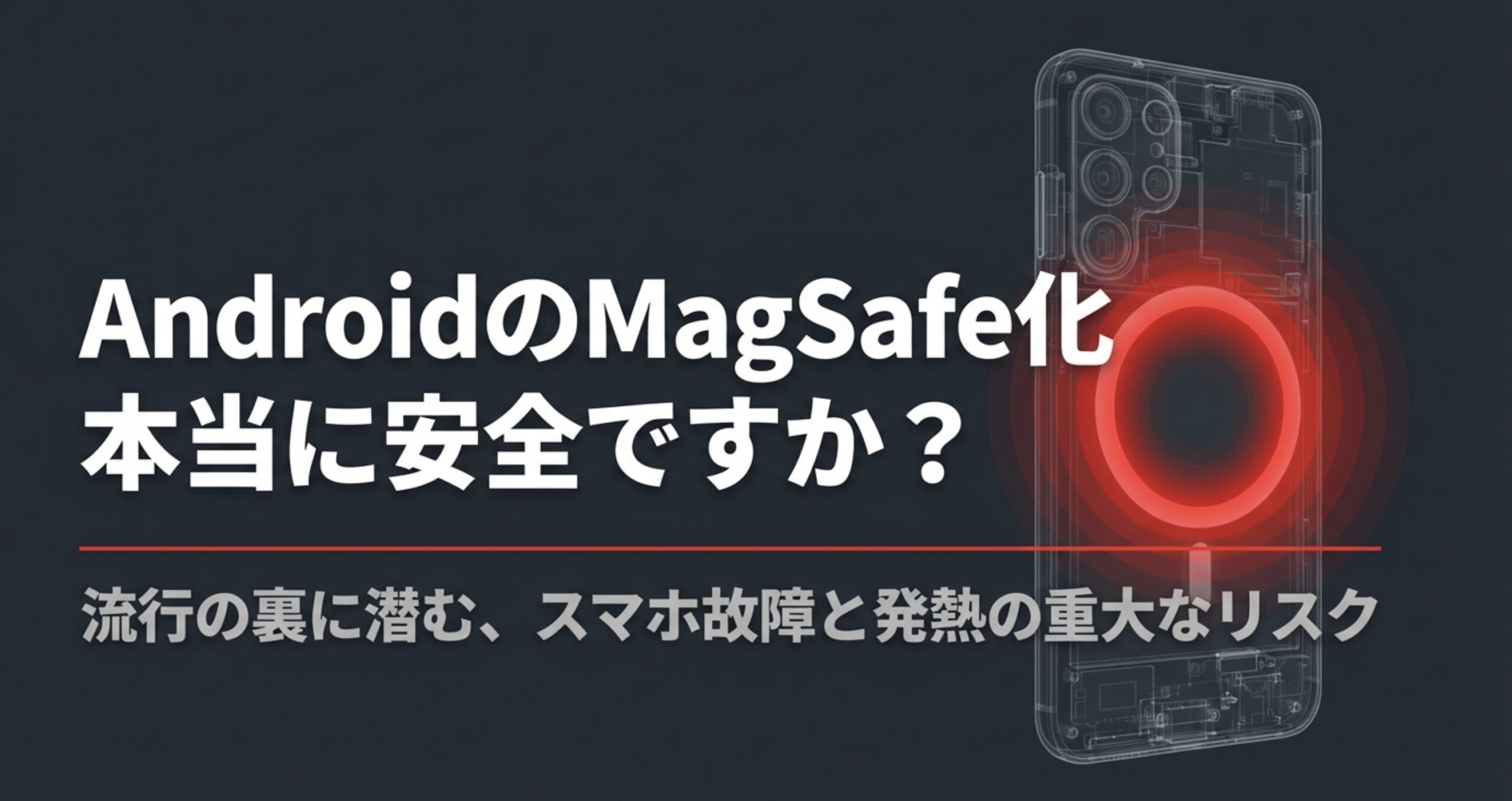 AndroidスマホのMagSafe化に潜む故障や発熱の重大なリスクを警告するタイトルスライド