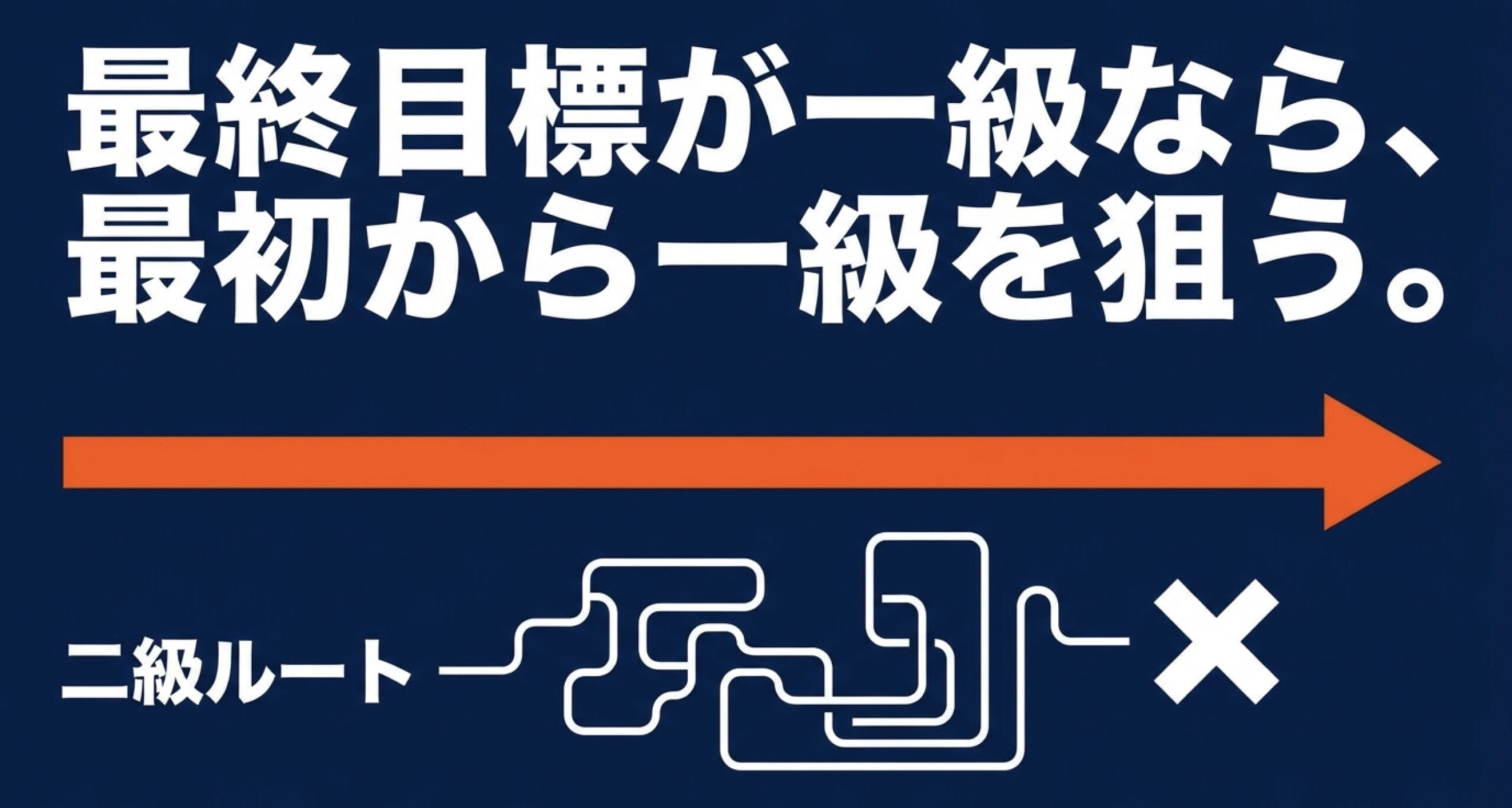 最終目標が第一級陸上無線技術士なら、第二級を経由せず最初から第一級を目指す考え方を示す図